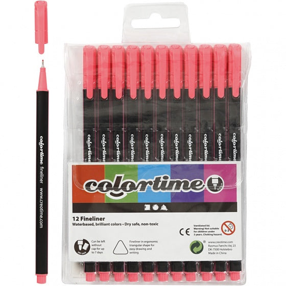 fineliner lijndikte 0,6-0,7 mm roze 12 stuks