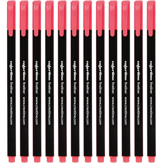 fineliner lijndikte 0,6-0,7 mm roze 12 stuks