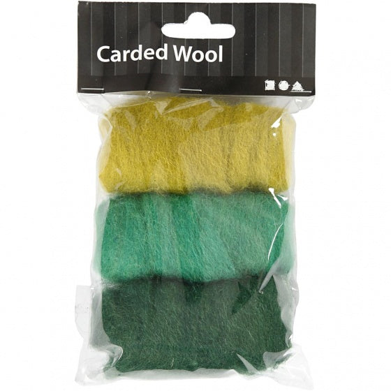 gekaarde wol groen 10 gram 3 stuks