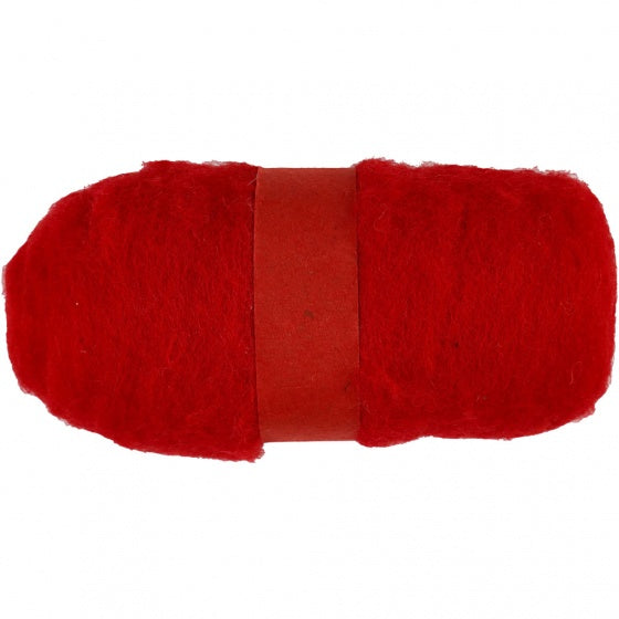 gekaarde wol rood 100 gr