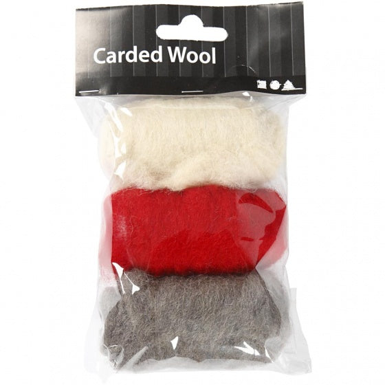 gekaarde wol rood/ bruin 10 gram 3 stuks