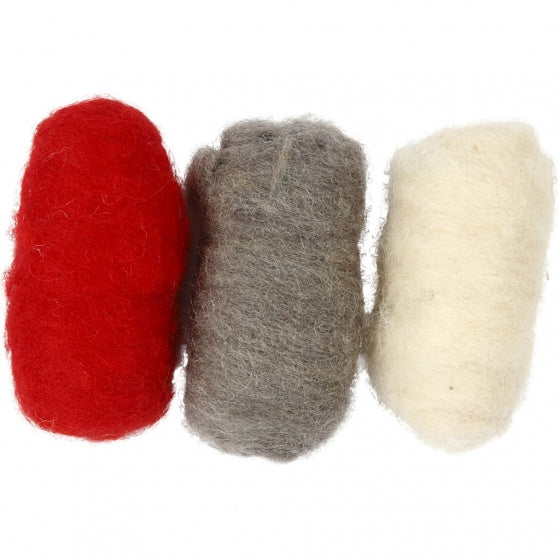 gekaarde wol rood/ bruin 10 gram 3 stuks