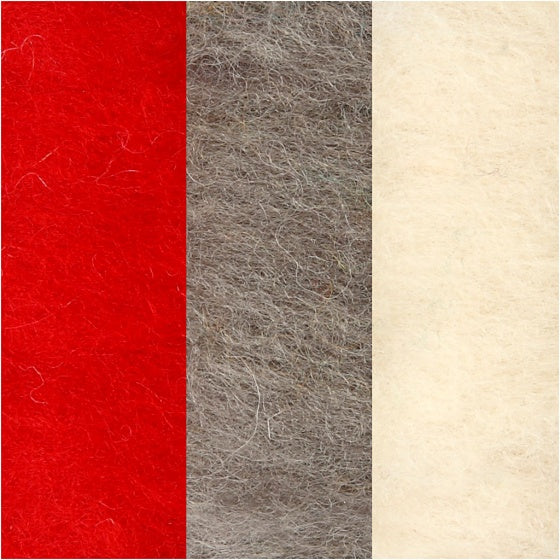 gekaarde wol rood/ bruin 10 gram 3 stuks