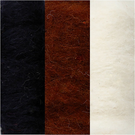 gekaarde wol wit/ zwart 10 gram 3 stuks