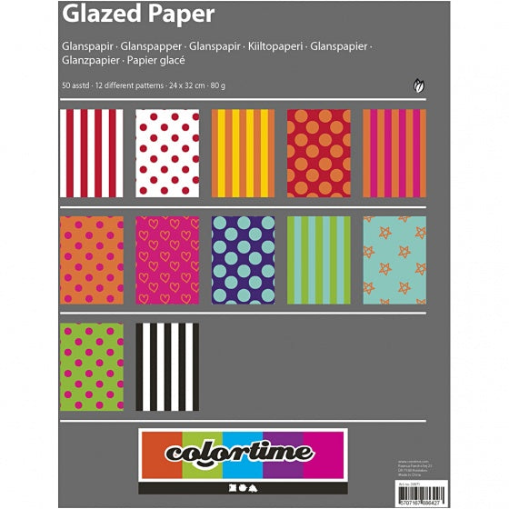 Glanspapier met print multicolor 24 x 32 cm 50 vellen