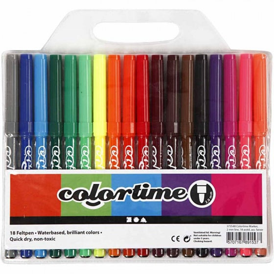 stiften lijndikte 2 mm multicolor 18 stuks