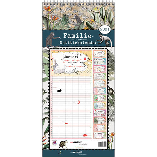 familiekalender Jungle 2021 20 x 45 cm papier
