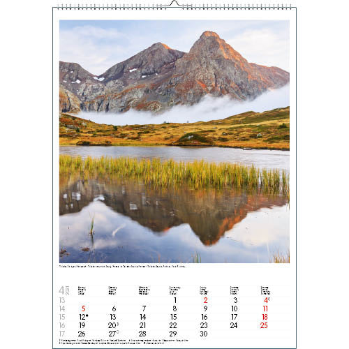 wandkalender Alpen 30 x 42 cm papier blauw/groen