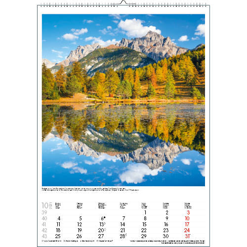 wandkalender Alpen 30 x 42 cm papier blauw/groen