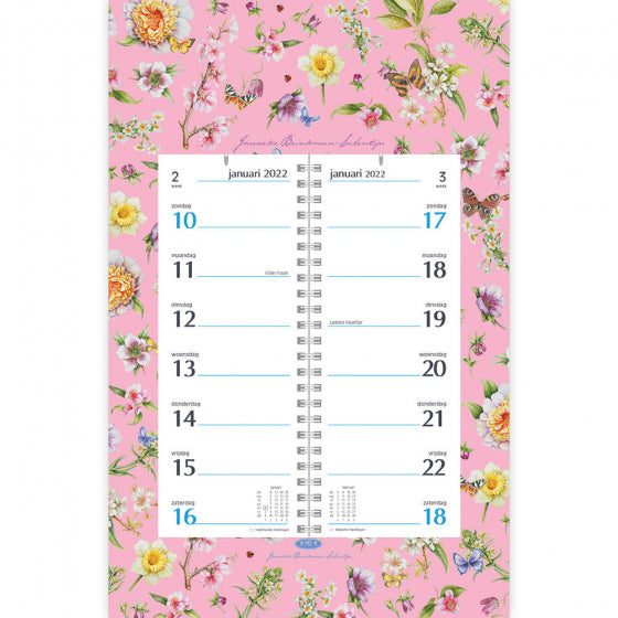 weekkalender Bloesem 2022 papier 34 x 21 cm roze