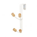 deurhanger Helsinki 4-haaks 19 cm staal/hout wit/blank