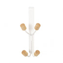 deurhanger Helsinki 4-haaks 19 cm staal/hout wit/blank