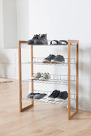 stapelbaar schoenenrek Preppy 4 planken hout/staal