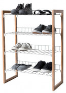 stapelbaar schoenenrek Preppy 4 planken hout/staal
