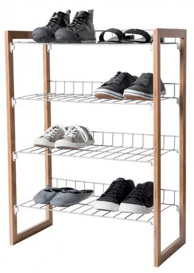 stapelbaar schoenenrek Preppy 4 planken hout/staal