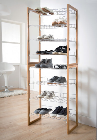 stapelbaar schoenenrek Preppy 4 planken hout/staal