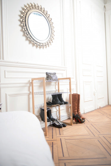 stapelbaar schoenenrek Preppy 4 planken hout/staal