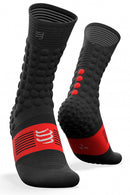 compressie-fietssokken pro V3.0 winter zwart/rood maat 35-38
