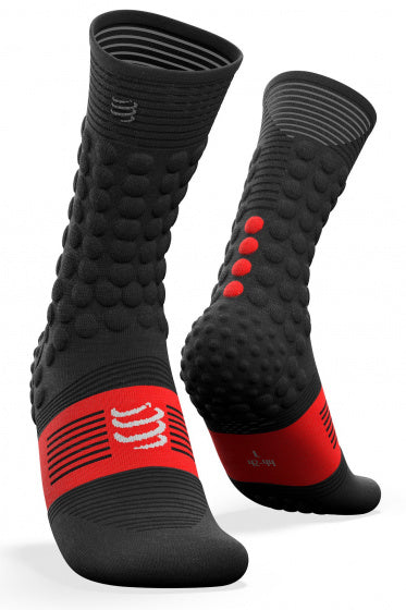 compressie-fietssokken pro V3.0 winter zwart/rood maat 35-38