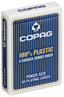 speelkaarten 6,3 x 8,8 cm PVC blauw 55-delig