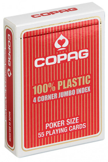 speelkaarten 6,3 x 8,8 cm PVC rood 55-delig