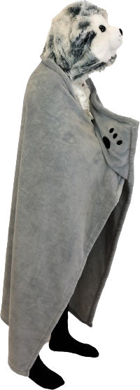 deken Husky junior 130 x 100 cm fleece grijs