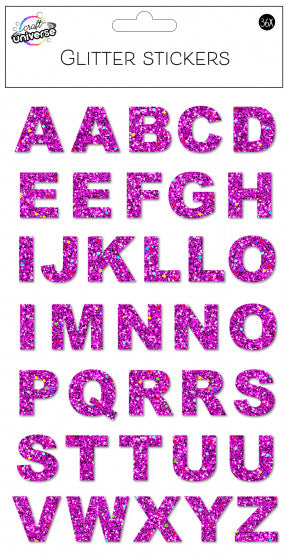 stickers ABC Glitter folie roze 36 stuks