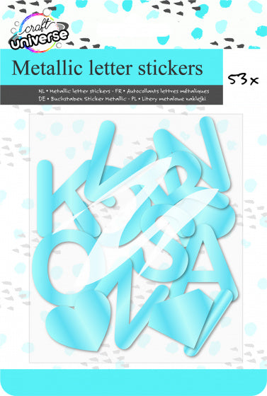 stickers Metallic letter folie blauw 53 stuks