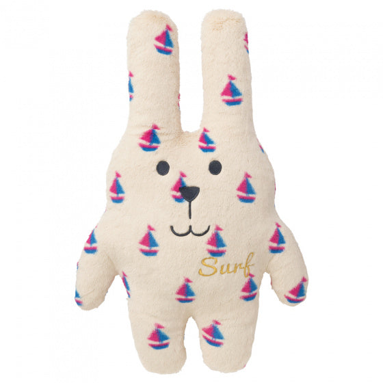 knuffel Rabit Surf 46 x 32 cm polyester blauw/beige