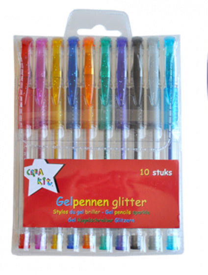 gelpennen glitter junior 12 cm 10 stuks