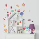 muursticker Birds & Flowers meisjes vinyl 35 stuks
