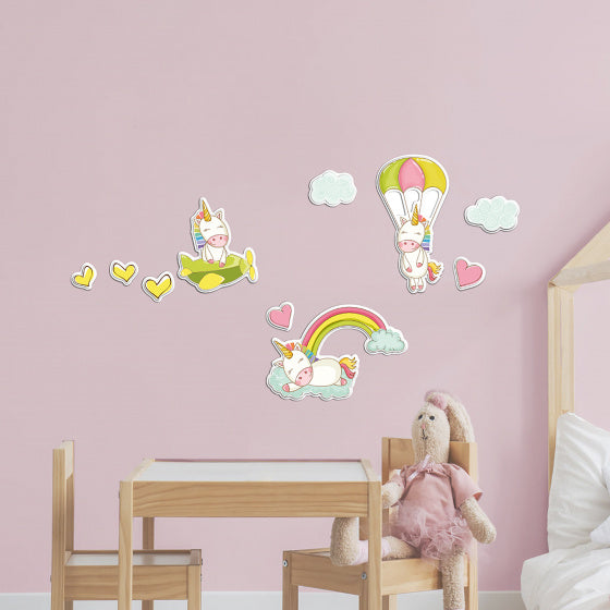 muursticker Fantasy Unicorn 3D meisjes 10 stuks