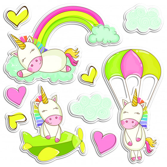 muursticker Fantasy Unicorn 3D meisjes 10 stuks