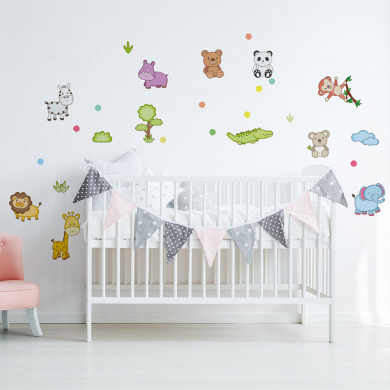 muursticker Funny Animals junior vinyl 25 stuks