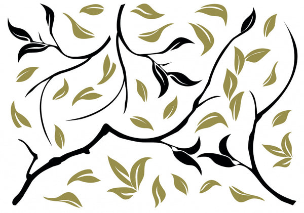 muursticker Gold Ramage zwart/groen 30 stuks