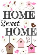 muursticker Home Sweet Home wit/roze 15 stuks