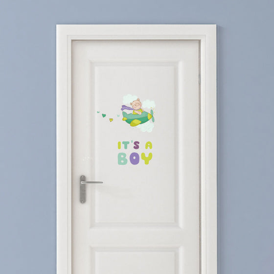 muursticker It's a Boy jongens 15 x 26 cm groen