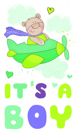 muursticker It's a Boy jongens 15 x 26 cm groen