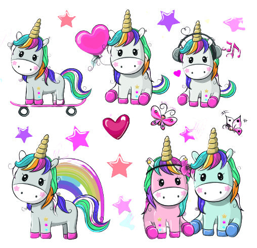 muursticker Lovely Unicorn 3D meisjes papier 16 stuks
