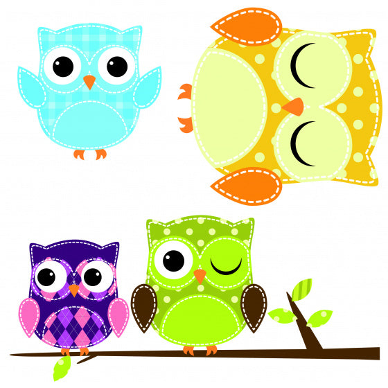 muursticker Owl junior vinyl 6-delig