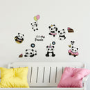 muursticker Panda meisjes vinyl zwart/wit 13 stuks