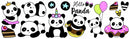 muursticker Panda meisjes vinyl zwart/wit 13 stuks