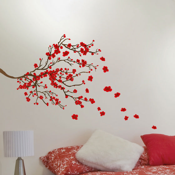 muursticker Red Ramage rood/bruin 22 stuks