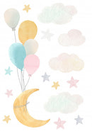 muursticker Sky Air Balloon junior 21 stuks