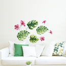 muursticker Tropical junior groen/roze 9 stuks