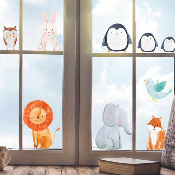 muursticker Watercolor Animals junior papier 9 stuks
