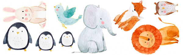 muursticker Watercolor Animals junior papier 9 stuks