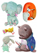 muursticker Watercolor Animals junior 9 stuks