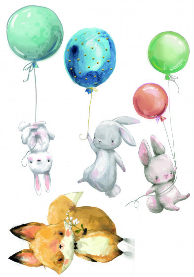 muursticker Watercolor Animals junior 9 stuks