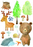 muursticker Watercolor Forest junior 13 stuks